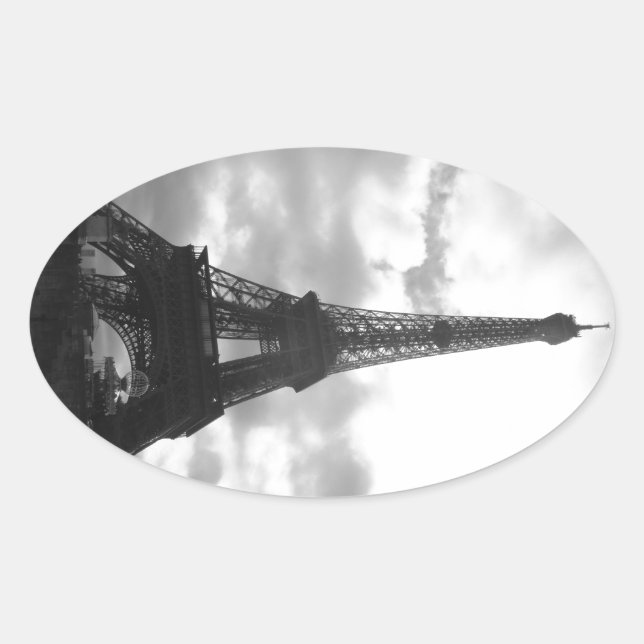 Eiffel Tower Black ton Ovaler Aufkleber (Vorderseite)