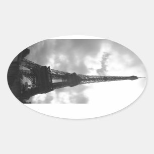 Eiffel Tower Black ton Ovaler Aufkleber
