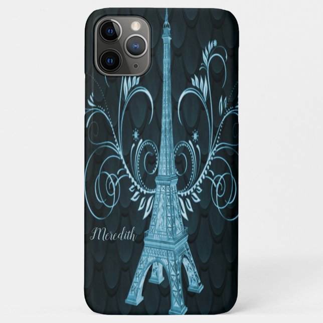 Eiffel Tower Blue Floral Wirbel Case-Mate iPhone Hülle (Rückseite)