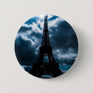 Eiffel Tower Blue Night Button
