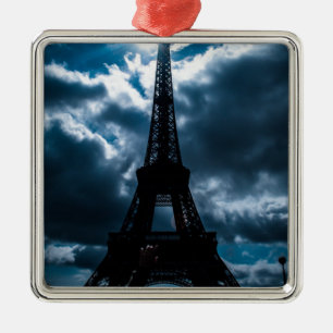 Eiffel Tower Blue Night Ornament Aus Metall