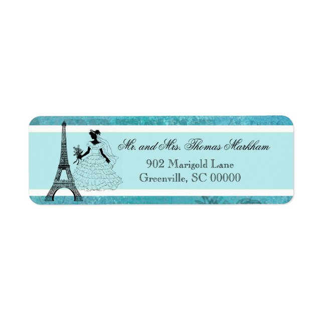 Eiffel Tower Bride Personalisiert Address Labels (Vorne)