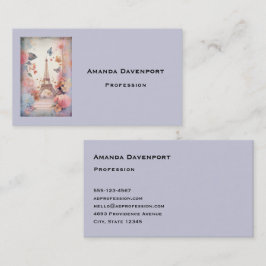 Eiffel Tower Butterflies and Flowers Visitenkarte