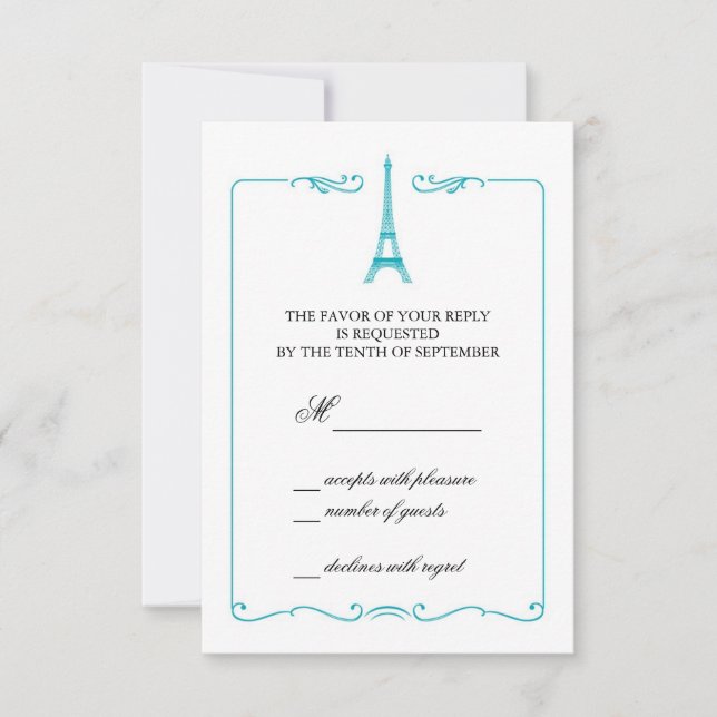 Eiffel Tower Elegant RSVP Card Invitation (Devant)