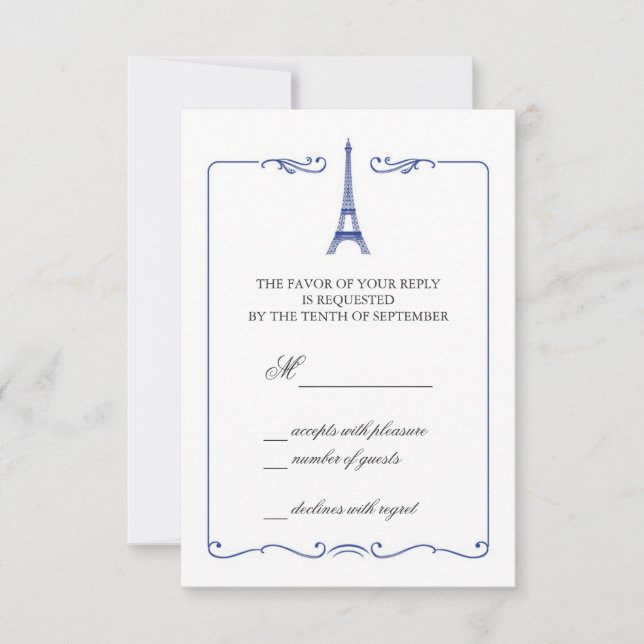 Eiffel Tower Elegant RSVP Card Invitation (Devant)