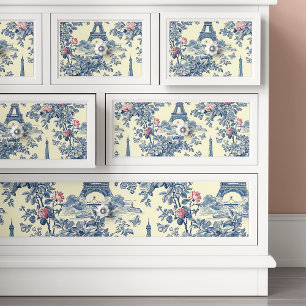 Eiffel Tower French Toile De Jouy Blue Decoupage Seidenpapier