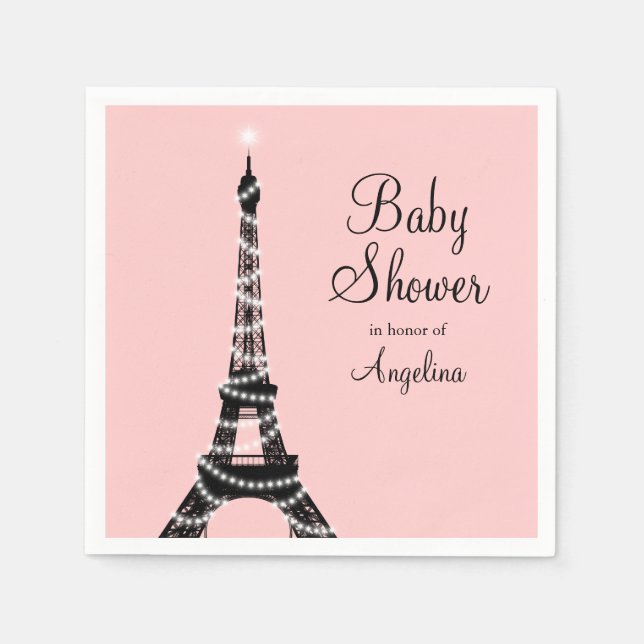 Eiffel Tower Glitzern Babydusche Napkin Serviette (Vorderseite)