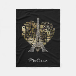 Eiffel Tower Golden Eintragungen Paris in Heart Fleecedecke