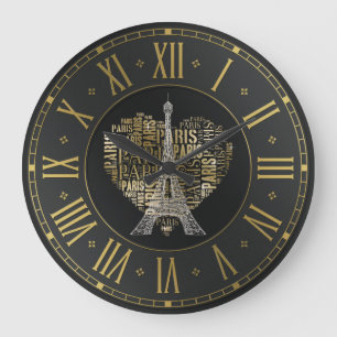Eiffel Tower Goldene Inschriftenkunde Paris im H Große Wanduhr
