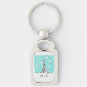 Eiffel Tower Illustration - benutzerdefinierte Tex Schlüsselanhänger