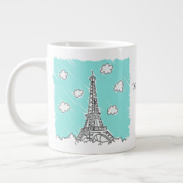 Eiffel Tower Illustration benutzerdefinierte Text- Jumbo-Tasse