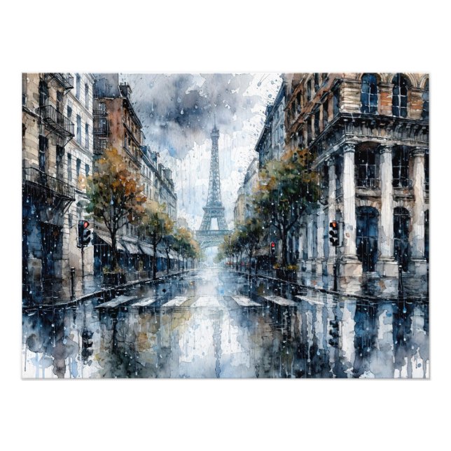 Eiffel Tower in Paris during rain Fotodruck (Vorne)