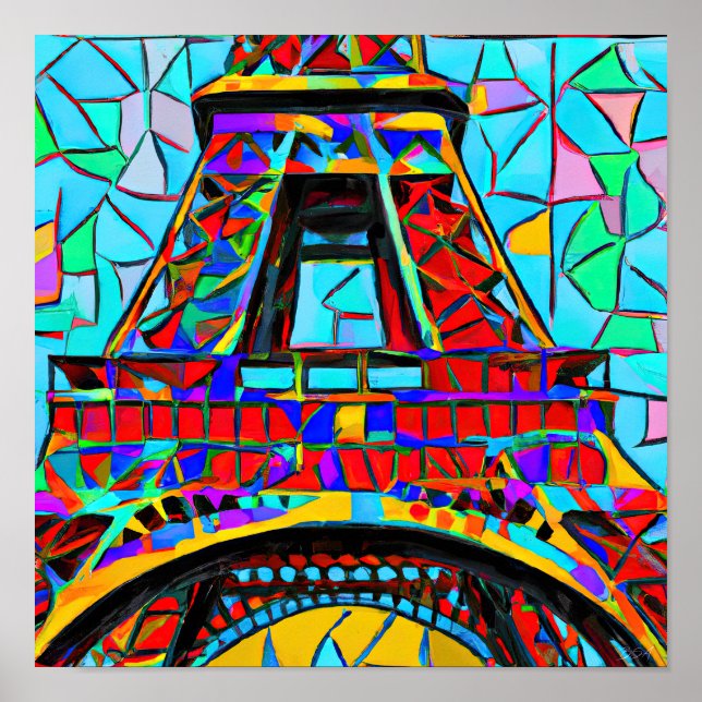 Eiffel Tower in the style of Robert Delaunay. Poster (Vorne)