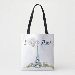 Eiffel Tower Ink Sketch Liebe Paris Mit Herzen Tasche