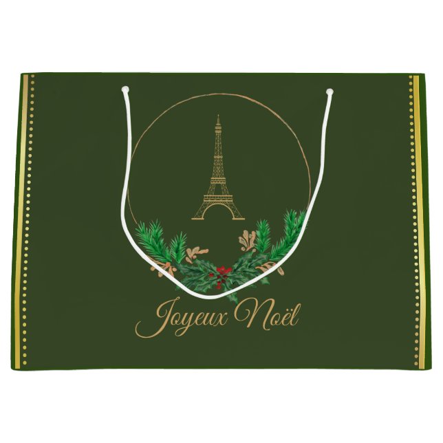 Eiffel Tower Joyeux Weihnachten Große Geschenktüte (Vorderseite)
