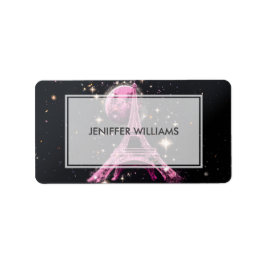 Eiffel Tower Night Moon Adressaufkleber