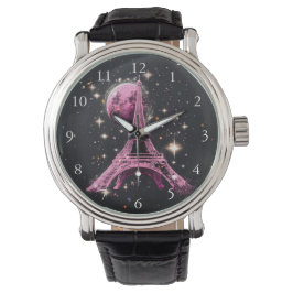 Eiffel Tower Night Moon Armbanduhr