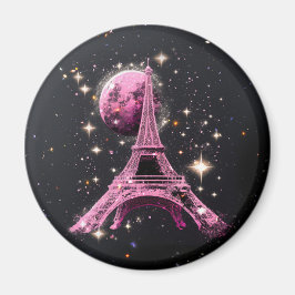 Eiffel Tower Night Moon Magnet