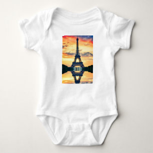 Eiffel Tower Paris Abend European Travel Baby Strampler