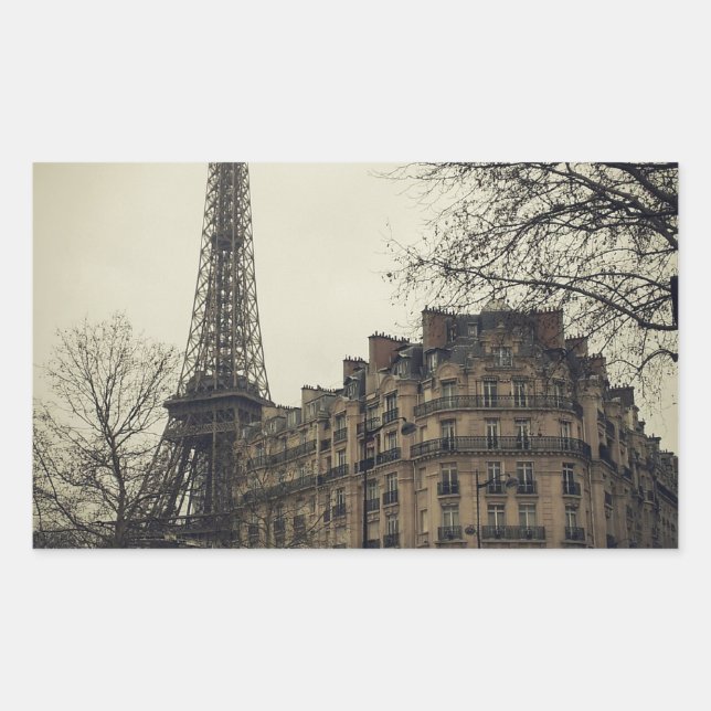 Eiffel Tower Paris City Gebäude Architecture Rechteckiger Aufkleber (Vorderseite)