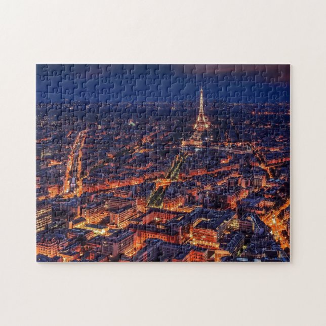 Eiffel Tower Paris City Night Europe Foto (Horizontal)