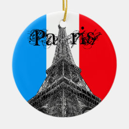 Eiffel Tower Paris Flag Ornament
