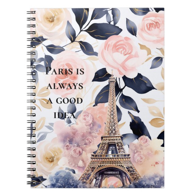Eiffel Tower Paris Floral Notizblock (Vorderseite)