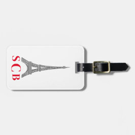 Eiffel Tower Paris France Monogram Gepäckanhänger