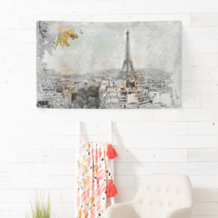 Eiffel Tower Paris Frankreich Banner - Elegante Pa