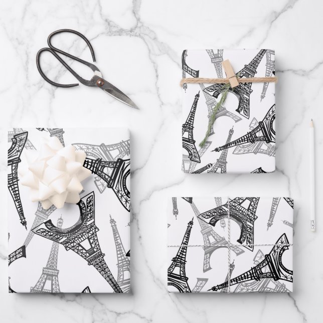 Eiffel Tower Paris Frankreich Design Geschenkpapier Set (Vorderseite)
