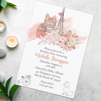 Eiffel Tower Paris Frankreich Floral Birthday Part Einladung