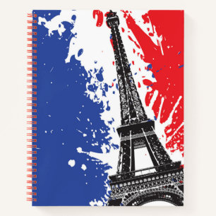 Eiffel Tower Paris, Frankreich Grunge Flag Notizbuch