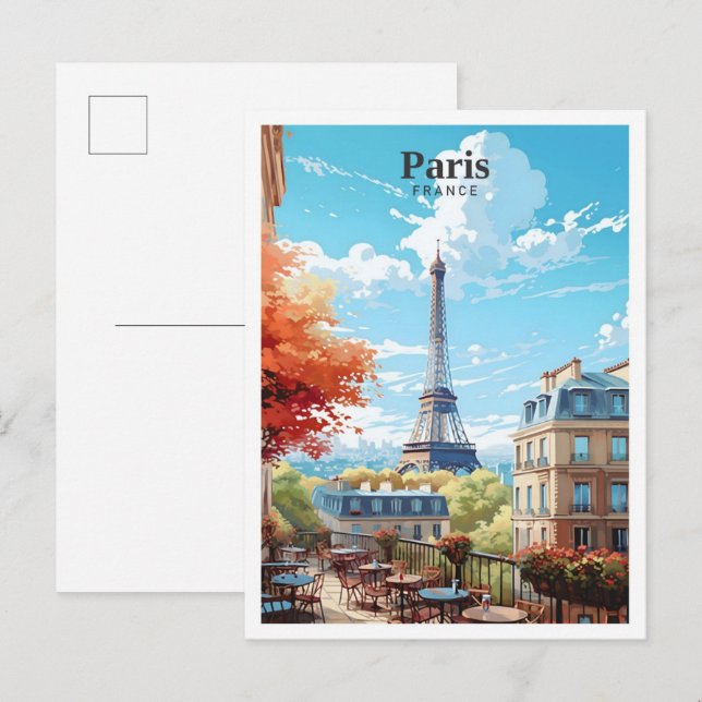 Eiffel Tower Paris Frankreich Kunst, Dichtung und  Postkarte (Vorne/Hinten)
