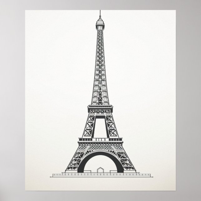 Eiffel Tower Paris Frankreich Minimalistische Lini Poster (Vorne)