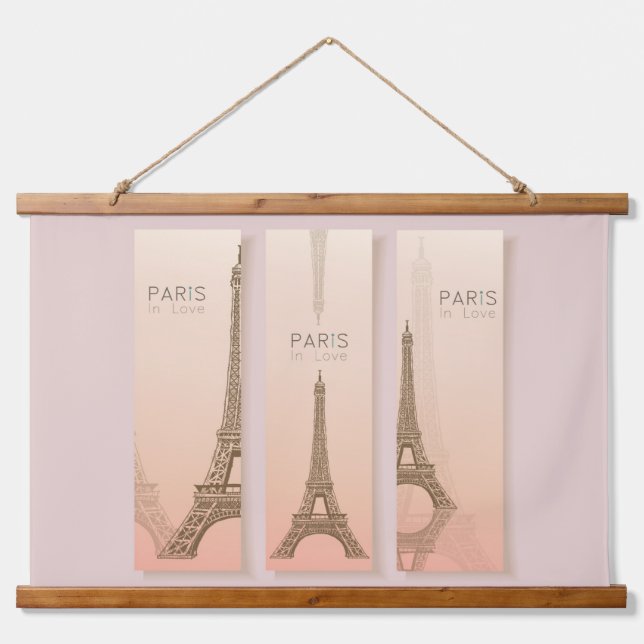 Eiffel Tower Paris Frankreich mit Tapestry Wandteppich Mit Holzrahmen (Vorne)