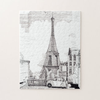 Eiffel Tower Paris Frankreich Pen Ink Illustration
