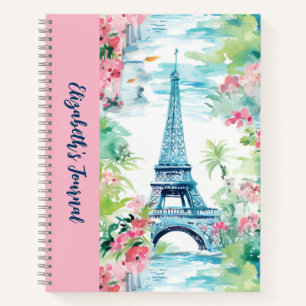 Eiffel Tower Paris Frankreich Pink Floral Journal Notizbuch