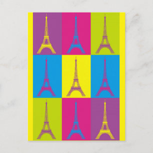 Eiffel Tower Paris Frankreich Pop Art Postkarte