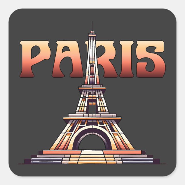 Eiffel Tower Paris Frankreich Quadratischer Aufkleber (Vorderseite)
