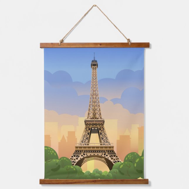 Eiffel Tower Paris Frankreich Wandteppich Mit Holzrahmen (Vorderseite)
