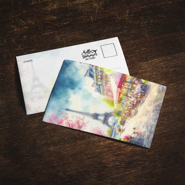 Eiffel Tower Paris Frankreich Wasserfarben Postkar Einladung (Von Creator hochgeladen)