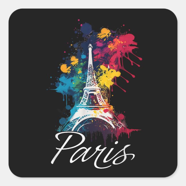 Eiffel Tower Paris Girls Reisen Quadratischer Aufkleber (Vorderseite)