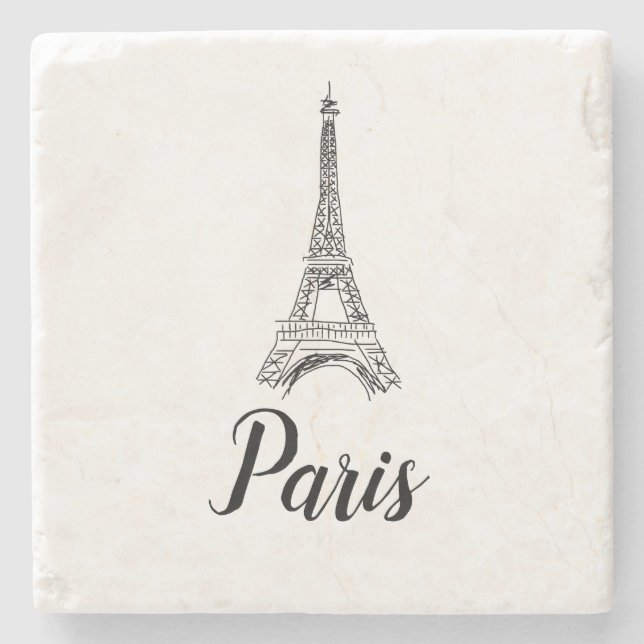 Eiffel Tower Paris Illustration Steinuntersetzer (Vorderseite)