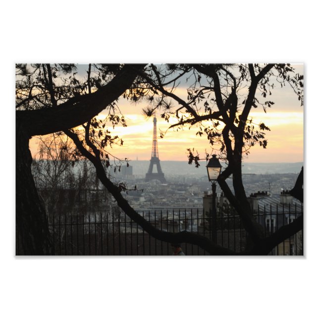 Eiffel Tower Paris Montmartre Sunset - Paris Fotodruck (Vorne)