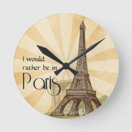 Eiffel Tower Paris Round Wall Clock Runde Wanduhr