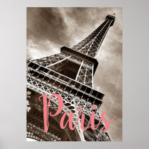 Eiffel Tower Paris Sepia Vintag Poster