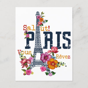 Eiffel Tower Paris Shirt Salut Frische Pasta mache Begleitkarte