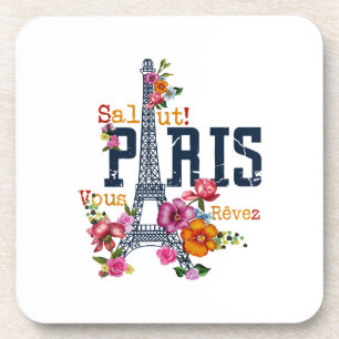 Eiffel Tower Paris Shirt Salut Frische Pasta mache Getränkeuntersetzer