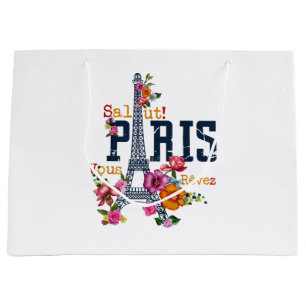 Eiffel Tower Paris Shirt Salut Frische Pasta mache Große Geschenktüte