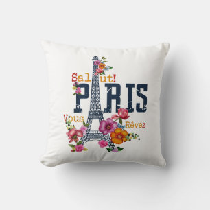 Eiffel Tower Paris Shirt Salut Frische Pasta mache Kissen